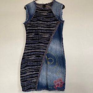 EUC Desigual mixed media jean sleeveless dress size  EUR 40 US 10